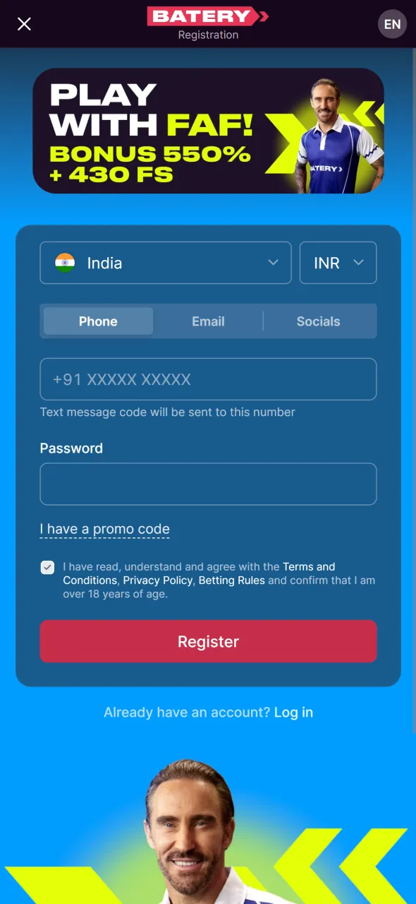 Sign up and enter Aviator directly using the Batery app.